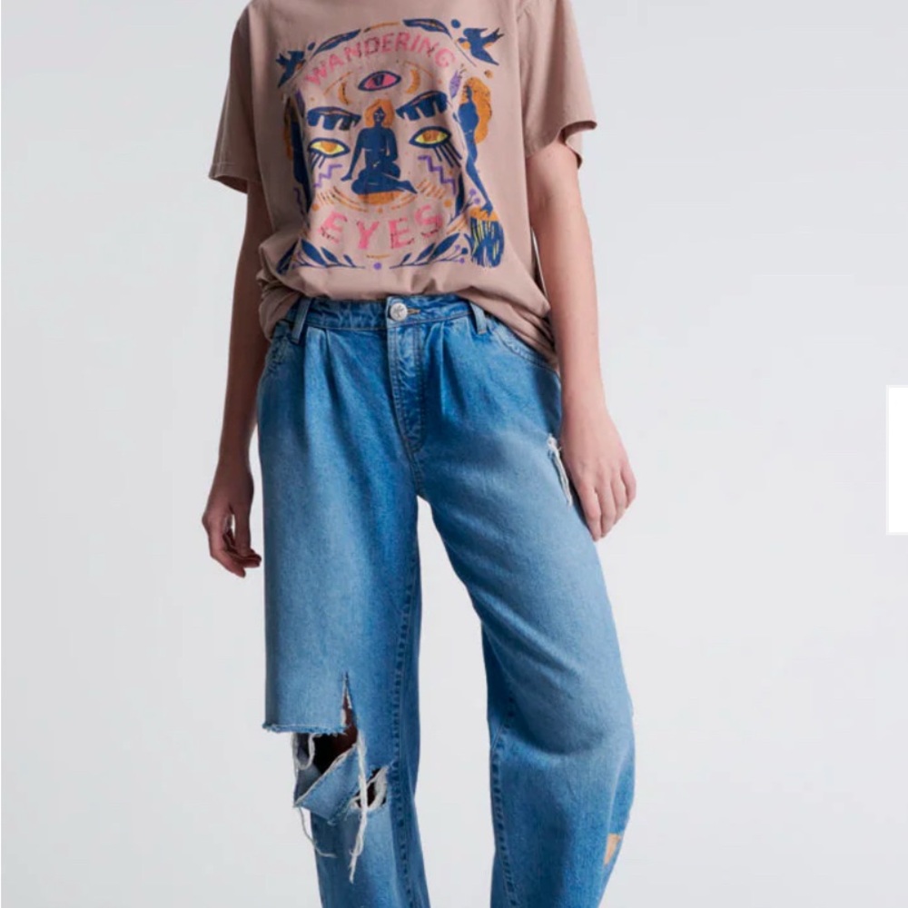 Smiths Low Waist Wide Leg Denim Jeans - Linear Blue